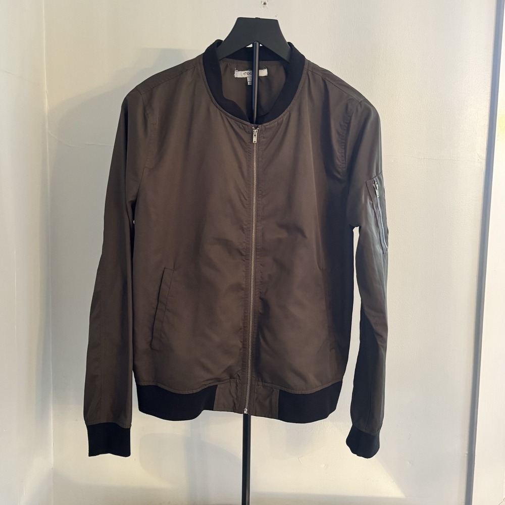 Olive Drab Bomber Jacket Womens L Military Utility Streetwear Dark Academia